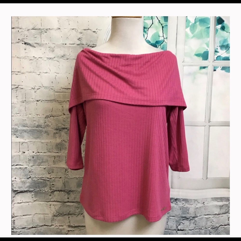 Michael Kors Ribbed Off The Shoulder Top